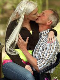 AdiPics presents: Horny blonde teenage beauty riding an old stiff schlong