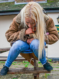 AdiPics presents: Blond hungarian cutie Kiara Lord strips and presents her amazing boobs and ass outdoors