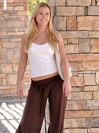 AdiPics presents: Light-Haired american cutie Summer Solstice removes her clothes and toys her twat