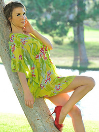 AdiPics presents: Beautiful american cutie Malena Morgan flaunts her sexy butt and plays with a vibrator outdoors